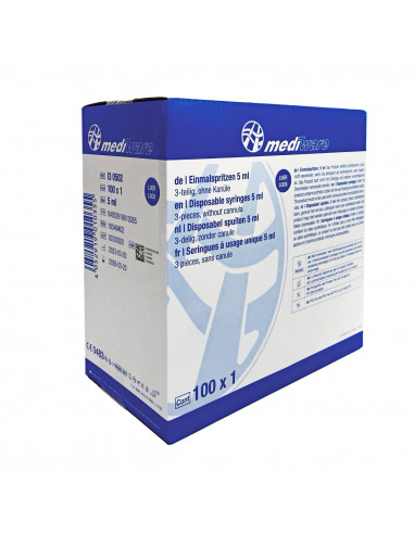 Mediware siringhe monouso 5ml 3 pezzi Luer-Lock sterile (PU 100 pz.)