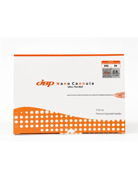 JBP Nano Cannula 25G x 50 mm | Microcanules émoussées + aiguilles de pré-perçage | 24 pièces