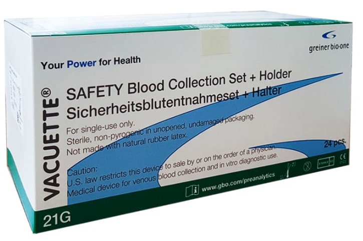 Kit de prélèvement sanguin de sécurité + adaptateur Luer 21G